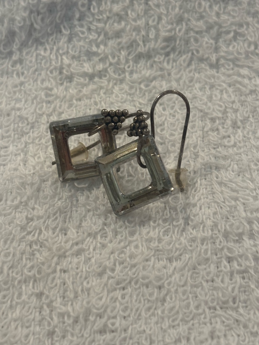 Square drop earrings with beaded detail